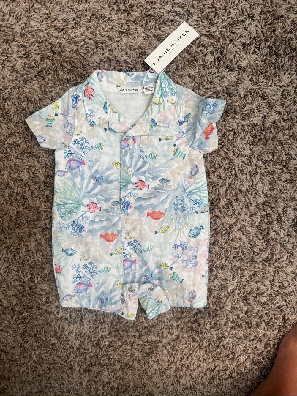 Janie and Jack Pastel Ocean Fish Short-Sleeve Romper